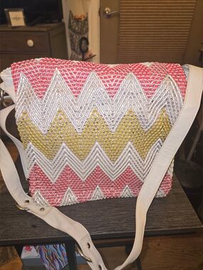 Big Buddha “Bruna” Woven Faux-Leather Crossbody